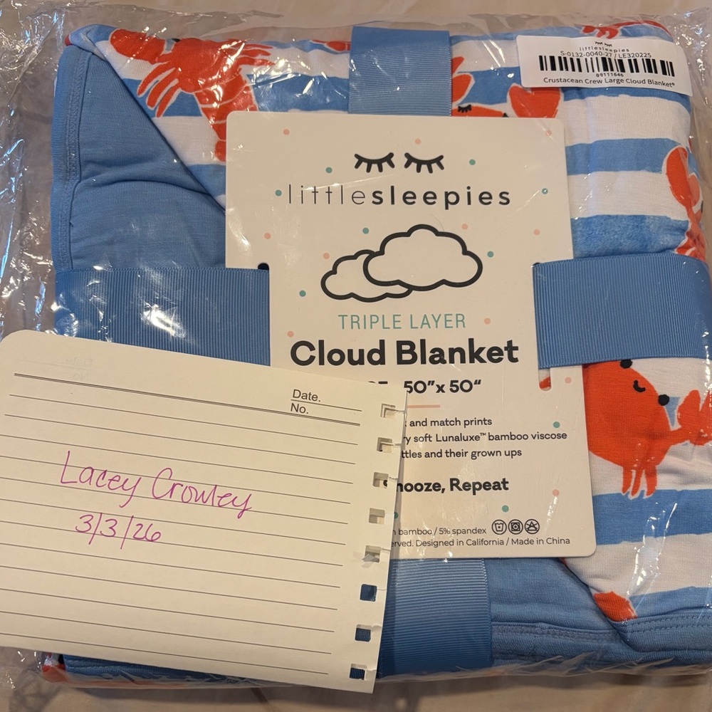 Little Sleepies Cloud Blanket - Blue, White, and Orange